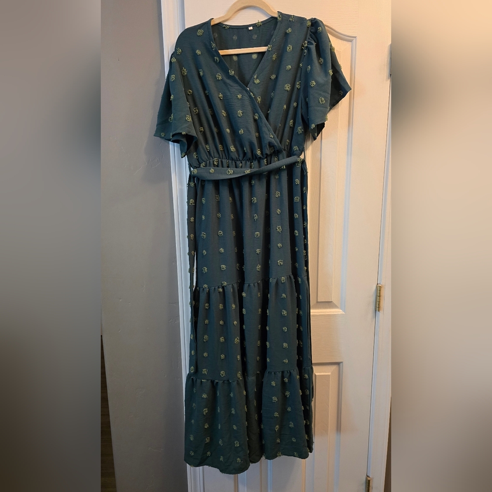 Green Dress with Flutter Sleeves